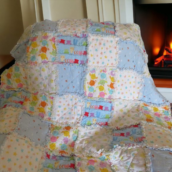handmade Other - Flannel Rag Quilt With Batting 42 x 42, Baby Rag Quilt